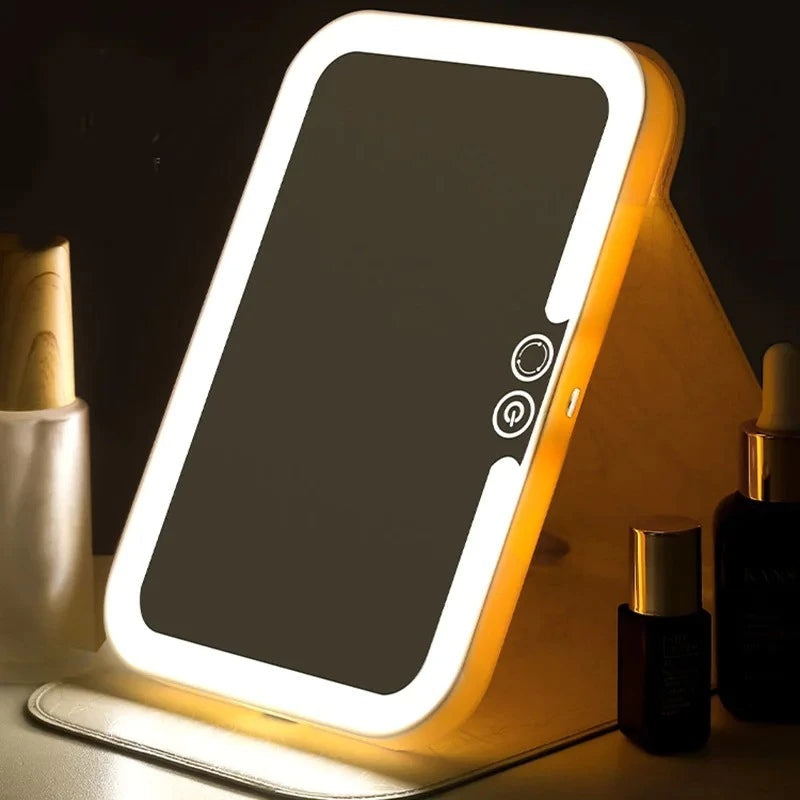 Espelho de Maquiagem com Iluminação LED Recarregável Portátil